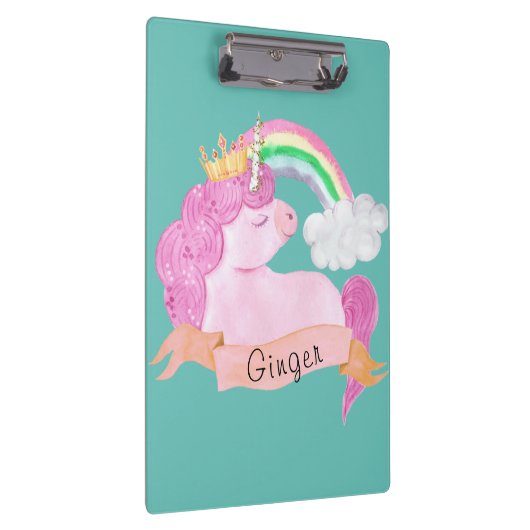 🌈 Rainbow Unicorn - Aangepaste naam Klembord (Rechts)