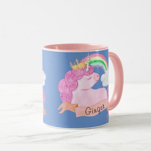 🌈 Rainbow Unicorn - Aangepaste naam Mok (Voorkant rechts)
