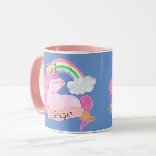🌈 Rainbow Unicorn - Aangepaste naam Mok (Voorkant links)