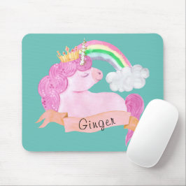 🌈 Rainbow Unicorn - Aangepaste naam Muismat
