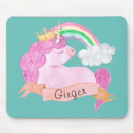 🌈 Rainbow Unicorn - Aangepaste naam Muismat