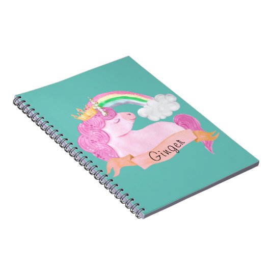 🌈 Rainbow Unicorn - Aangepaste naam Notitieboek (Rechterzijde)