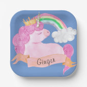 🌈 Rainbow Unicorn - Aangepaste naam Papieren Bordje (Voorkant)