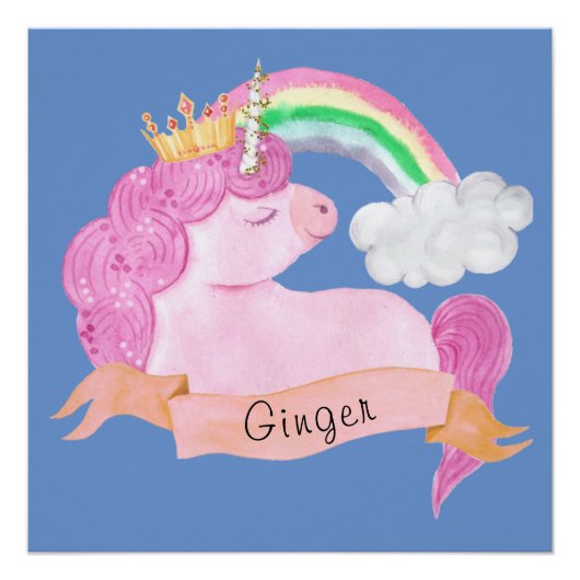 🌈 Rainbow Unicorn - Aangepaste naam Perfect Poster (Voorkant)