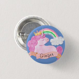 🌈 Rainbow Unicorn - Aangepaste naam Ronde Button 3,2 Cm
