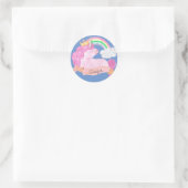 🌈 Rainbow Unicorn - Aangepaste naam Ronde Sticker (Tas)