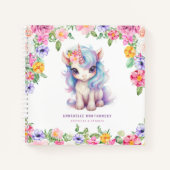 Rainbow Unicorn Aangepaste naam Schattigee Kinder  Notitieboek (Voorkant)