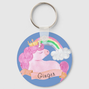 🌈 Rainbow Unicorn - Aangepaste naam Sleutelhanger