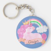🌈 Rainbow Unicorn - Aangepaste naam Sleutelhanger (Voorkant)