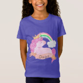 🌈 Rainbow Unicorn - Aangepaste naam T-shirt (Voorkant)