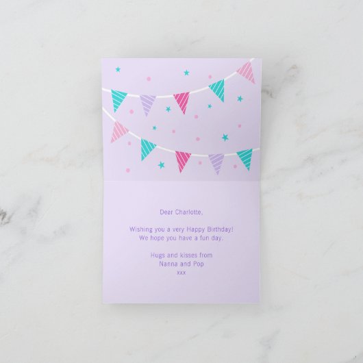 Rainbow Unicorn - Aangepaste Paarse verjaardag Kaart (Binnen)