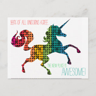 Rainbow Unicorn - Aangepaste wijziging adres Brief Aankondigingskaart