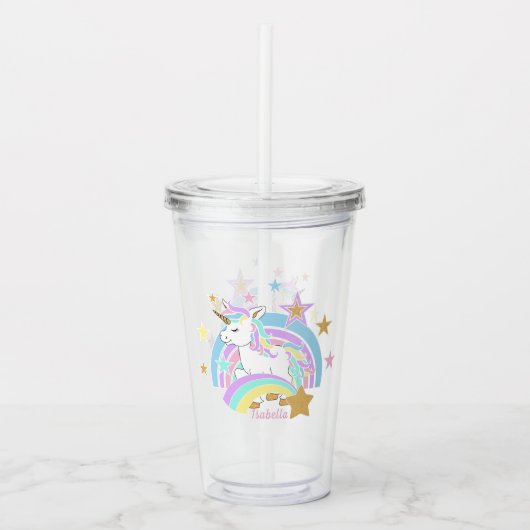Rainbow Unicorn Acryl Drinkbeker (Voorkant)