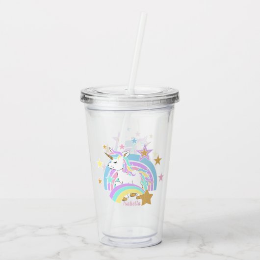 Rainbow Unicorn Acryl Drinkbeker (Achterkant)