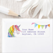 Rainbow Unicorn-adreslabels Etiket (Insitu)