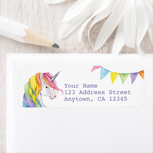 Rainbow Unicorn-adreslabels Etiket (Insitu)