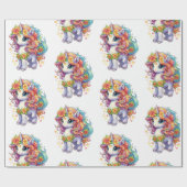 Rainbow Unicorn Anime Cartoon Cadeaupapier (Vlak)