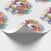 Rainbow Unicorn Anime Cartoon Cadeaupapier (Hoek)