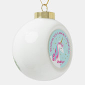 Rainbow Unicorn Aqua Gepersonaliseerde Kerstmis Keramische Bal Ornament (Links)
