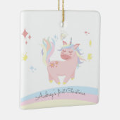 rainbow unicorn baby eerste kerstfoto keramisch ornament (Rechts)