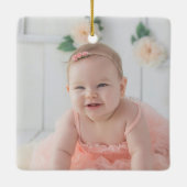 rainbow unicorn baby eerste kerstfoto keramisch ornament (Achterkant)