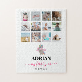 Rainbow Unicorn Baby Girl 1 jaar Foto Collage Legpuzzel