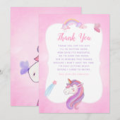 Rainbow Unicorn Baby Girl Shower Bedankkaart (Voorkant / Achterkant)