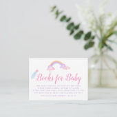 Rainbow Unicorn Baby Girl Shower Book Request Informatiekaartje (Staand voorkant)