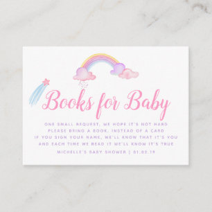 Rainbow Unicorn Baby Girl Shower Book Request Informatiekaartje