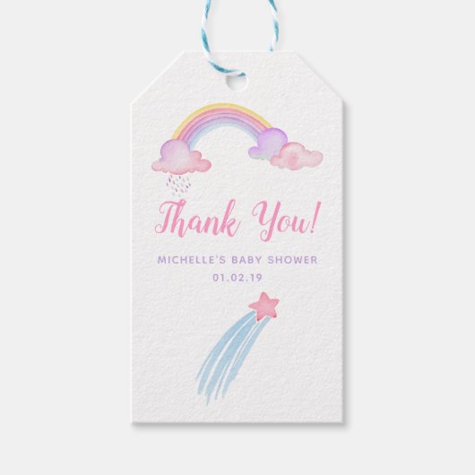 Rainbow Unicorn Baby Girl Shower Cadeaulabel (Voorkant)