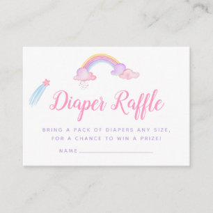 Rainbow Unicorn Baby Girl Shower Diaper Raffle Informatiekaartje
