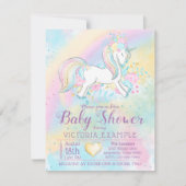Rainbow Unicorn Baby Girl Shower Invitations Kaart