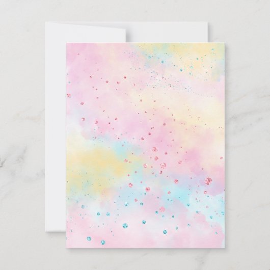 Rainbow Unicorn Baby Girl Shower Invitations Kaart (Achterkant)