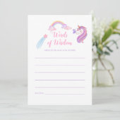 Rainbow Unicorn Baby Girl Shower Mam Advice Kaart (Staand voorkant)