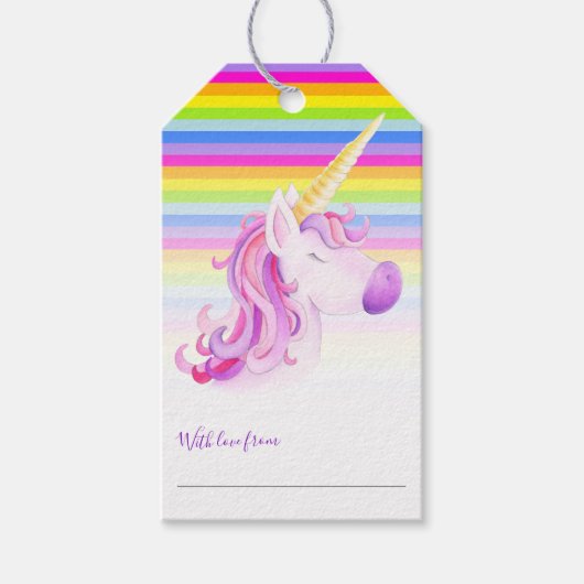Rainbow unicorn-baby shower, geschenken, labels cadeaulabel (Voorkant)
