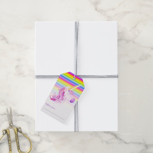 Rainbow unicorn-baby shower, geschenken, labels cadeaulabel (Met Touw)