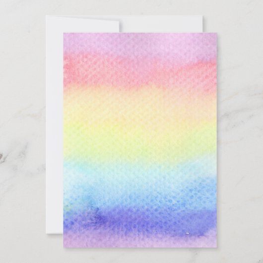 Rainbow Unicorn Baby shower Invitation Girl Kaart (Achterkant)