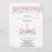 Rainbow Unicorn Baby Shower Invitation Kaart (Voorkant / Achterkant)