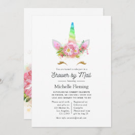 Rainbow Unicorn-Baby shower per post Kaart