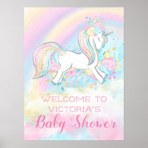 Rainbow Unicorn Baby shower Signs Poster