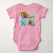 Rainbow Unicorn baby's Waterverf kunst Romper (Achterkant)