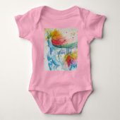 Rainbow Unicorn baby's Waterverf kunst Romper (Voorkant)