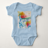 Rainbow Unicorn baby's Waterverf kunst Romper (Voorkant)