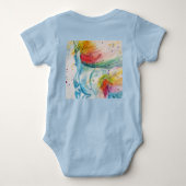 Rainbow Unicorn baby's Waterverf kunst Romper (Achterkant)