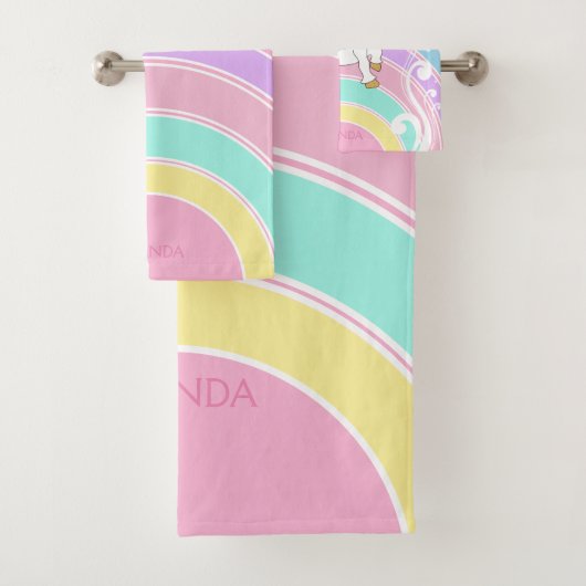 Rainbow Unicorn Bath Towel Set Bad Handdoek (Insitu)