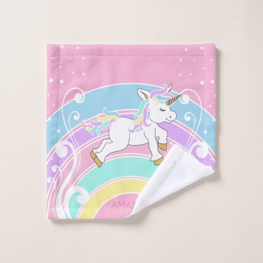 Rainbow Unicorn Bath Towel Set Bad Handdoek (Wasdoekje)