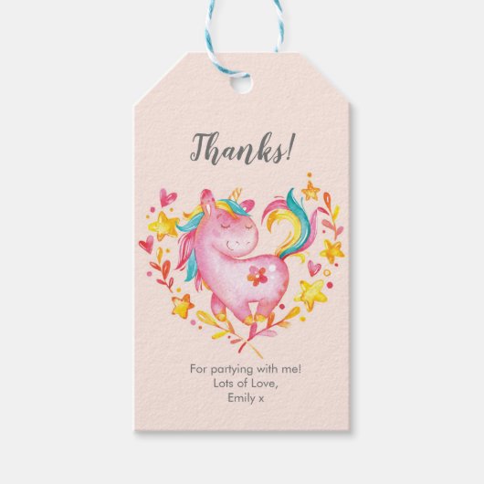 Rainbow Unicorn Bedankt labels | Favoriete labels Cadeaulabel (Voorkant)