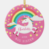 Rainbow Unicorn Big Sister kerstversiering Keramisch Ornament (Voorkant)