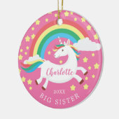 Rainbow Unicorn Big Sister kerstversiering Keramisch Ornament (Links)