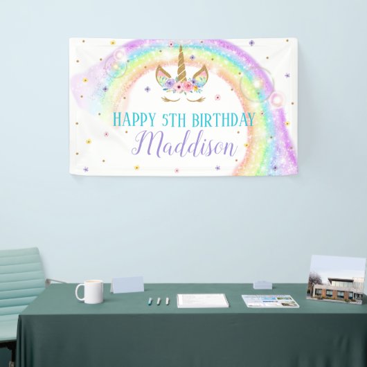 Rainbow Unicorn Birthday Banner (Beurs)